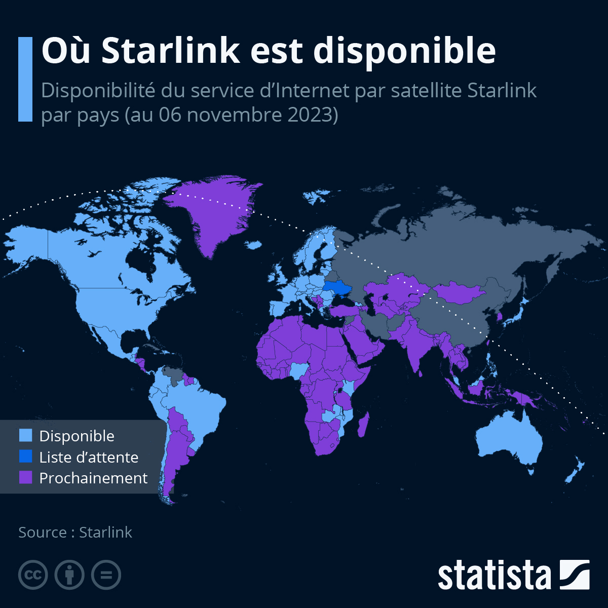 Image 3: Carte disponibilité Starlink à travers le monde