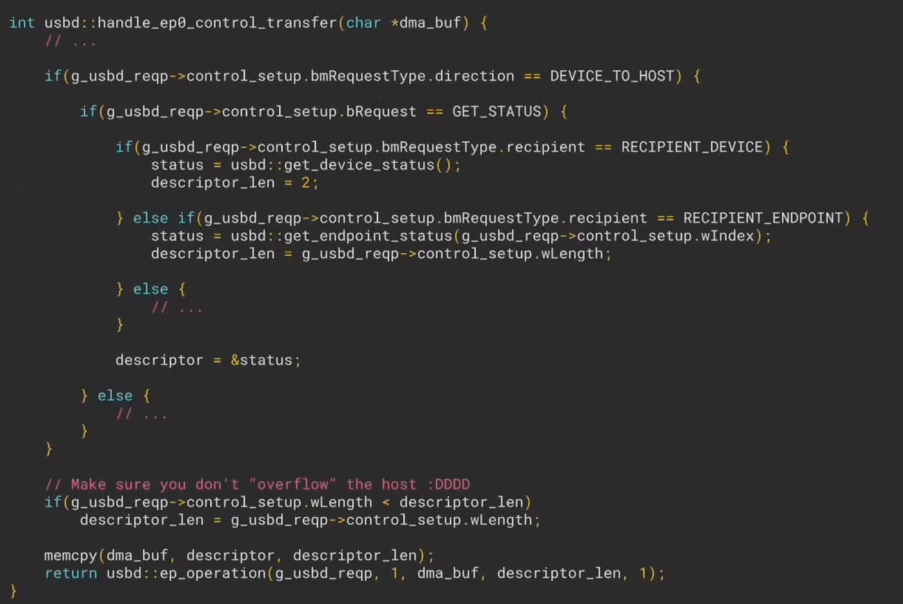 content of the function handle_ep0_control_transfer